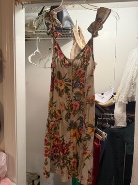 Xhilaration Beige Mini Dress with Multicolor Floral Print